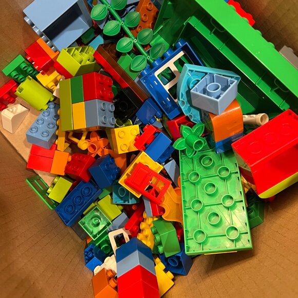 Duplo Legos - boat, car, motorcycle, 6 characters - Picture 2 of 4